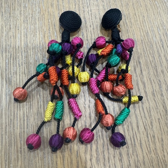 Gianni Versace Vintage Colorful Thread Dangle Earrings